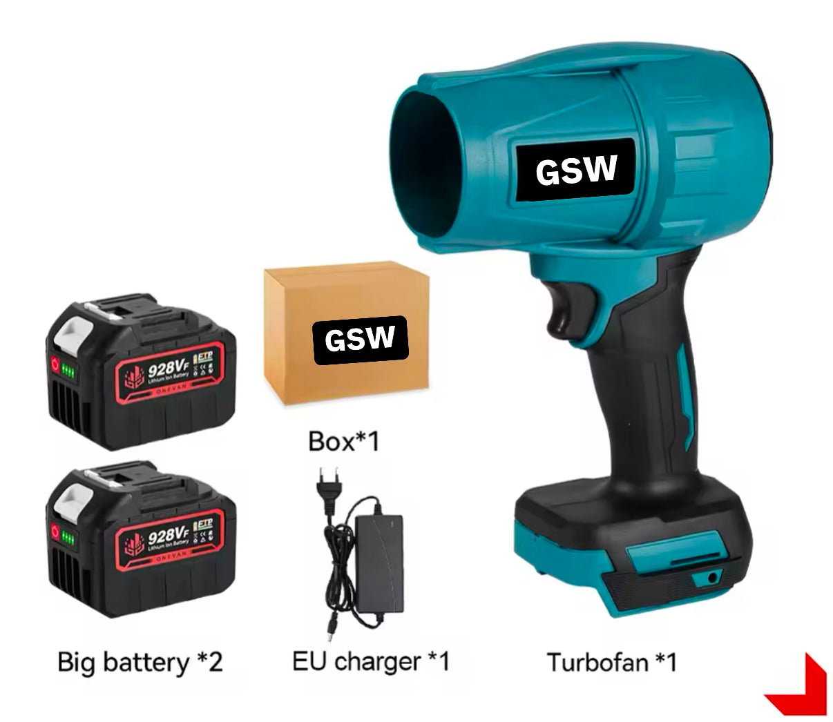 Brushless Motor Turbocharged Storm Machine with Power Battery for Makita 18V Battery Handled Wireless Blower Gun